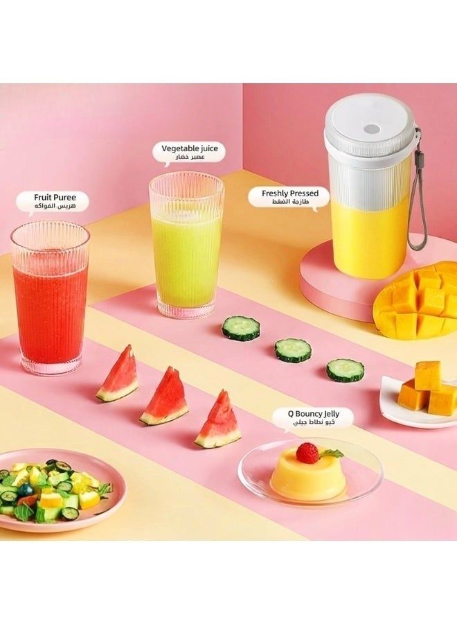 خلاط عصارة صغير يعمل بمنفذ USB سعة 300 مل - خلاط شخصي محمول مزود بـ 6 شفرات من الفولاذ المقاوم للصدأ - سهل الاستخدام بزر واحد لتحضير العصائر، ومشروبات البروتين، وطعام الأطفال - مثالي للاستخدام المنزلي، والسفر، والمكتب - أبيض - Image 3